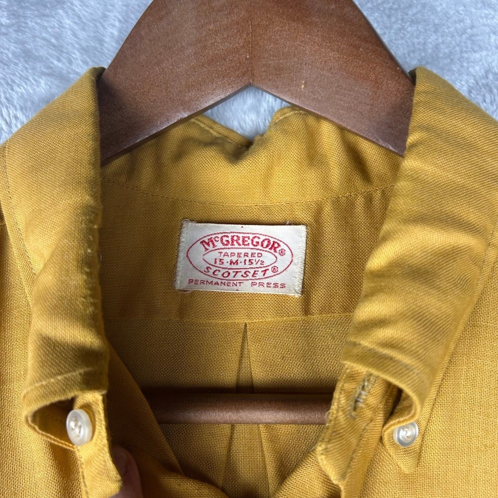 Vintage McGregor Scotset Oxford Button Down Shirt Permanent Press Gold size 15 - Picture 2 of 8